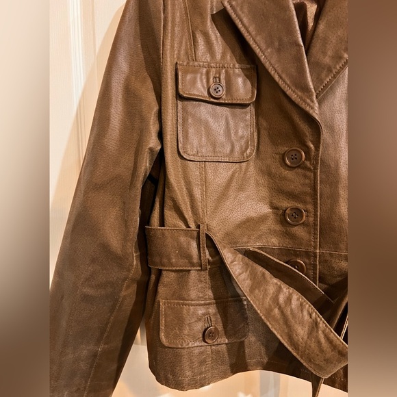 Rustic Brown Faux Leather Jacket - Picture 4 of 5